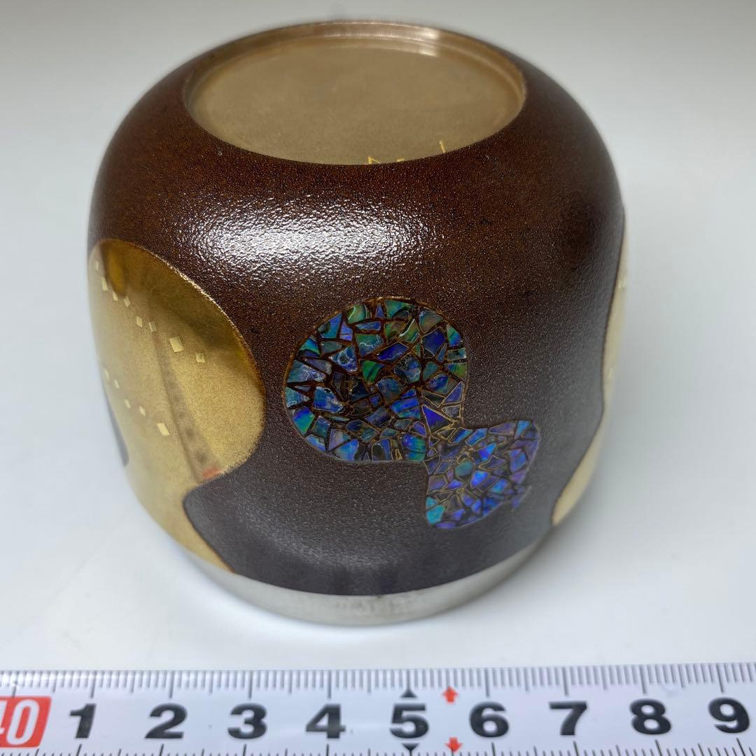 吉田華正造　六瓢蒔絵　銀錆塗　内銀地　大棗　高さ7.3cm東N7-1118☆2F