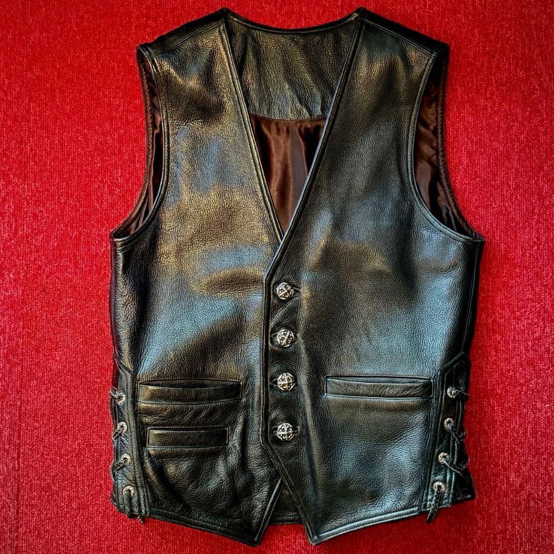 A&Gエーアンドジー レザーベスト シルバー925本革&スティングレー￼￼エイ革