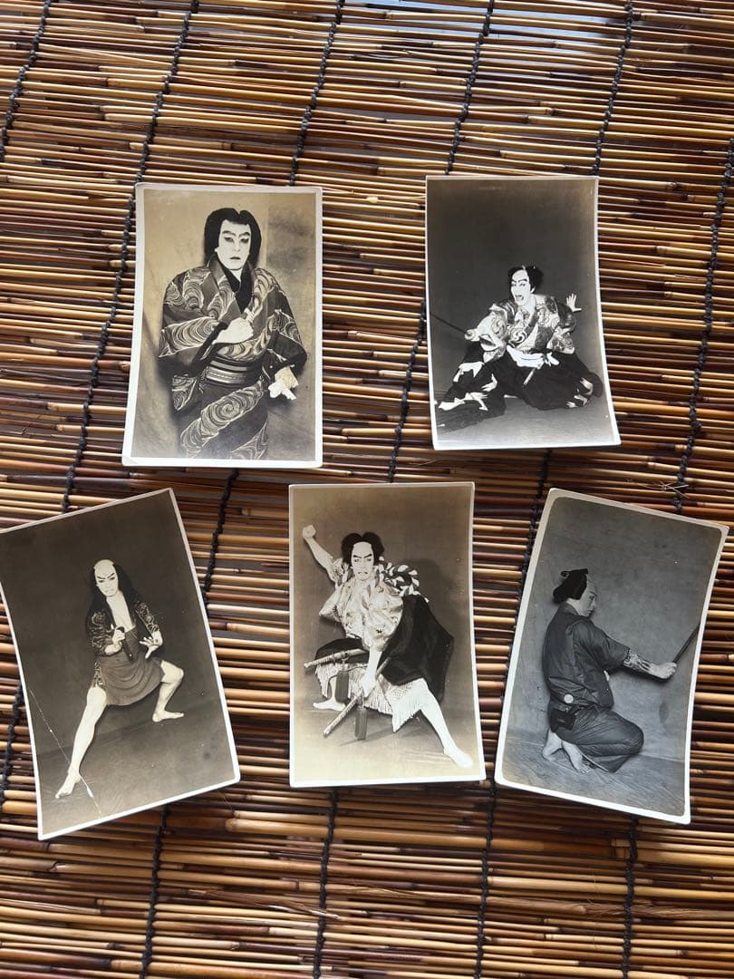 希少 1950年 歌舞伎 浄瑠璃 写真 カード ５枚