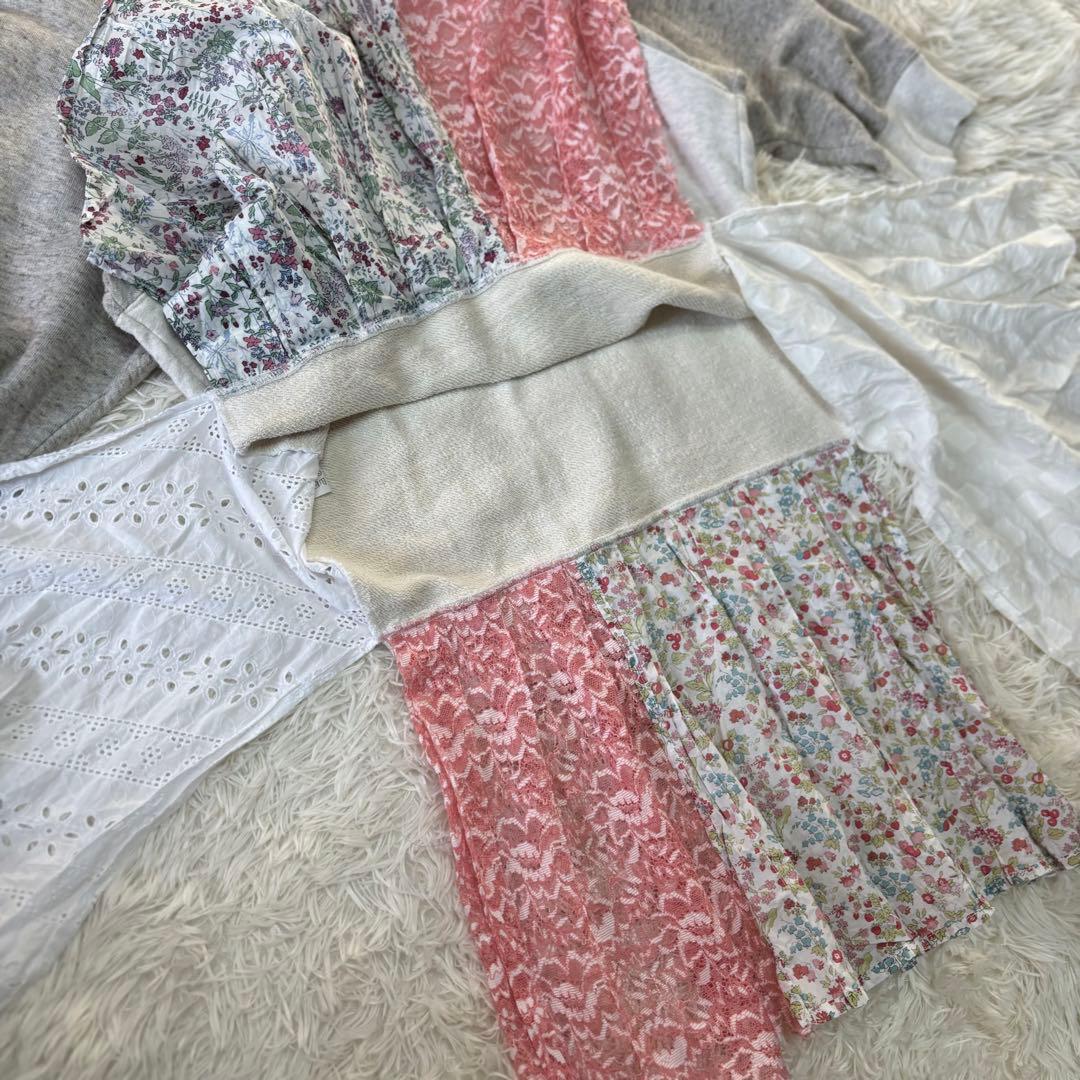 NOZOMI ISHIGURO スウェット　異素材切替　レイヤード　ワンピース