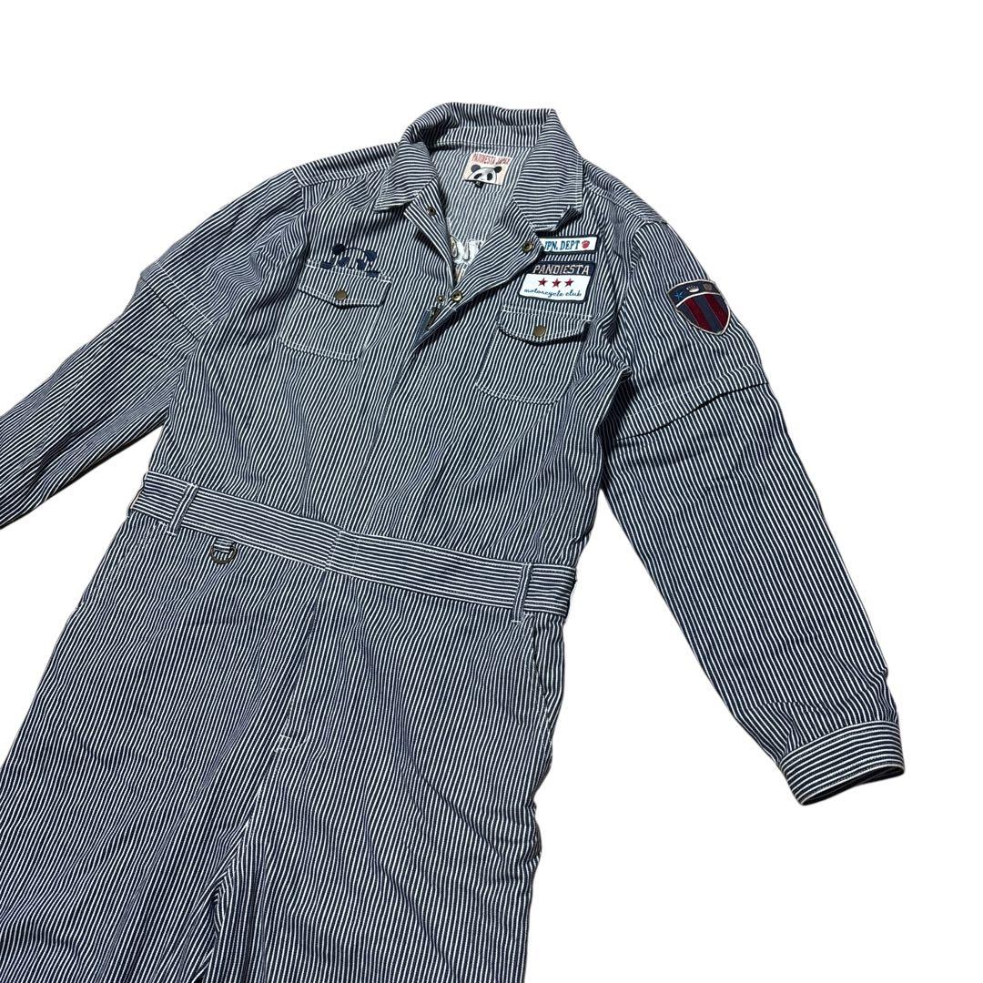 パンディエスタジャパン つなぎ　刺繍　ヒッコリー pandiesta japan