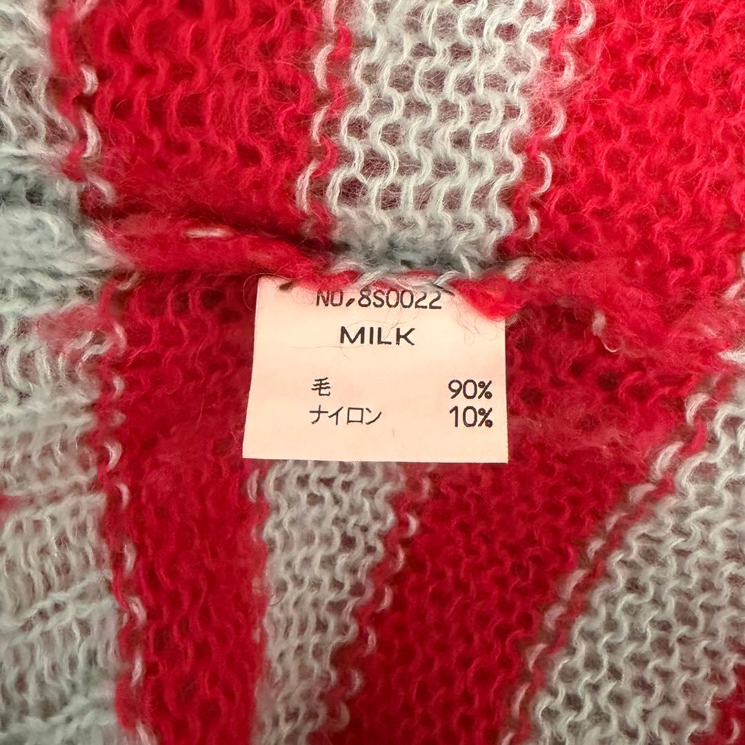 ミルクボーイ ボーダー 柄ニット モヘア風 ウール90% 原宿系 ユニセックス