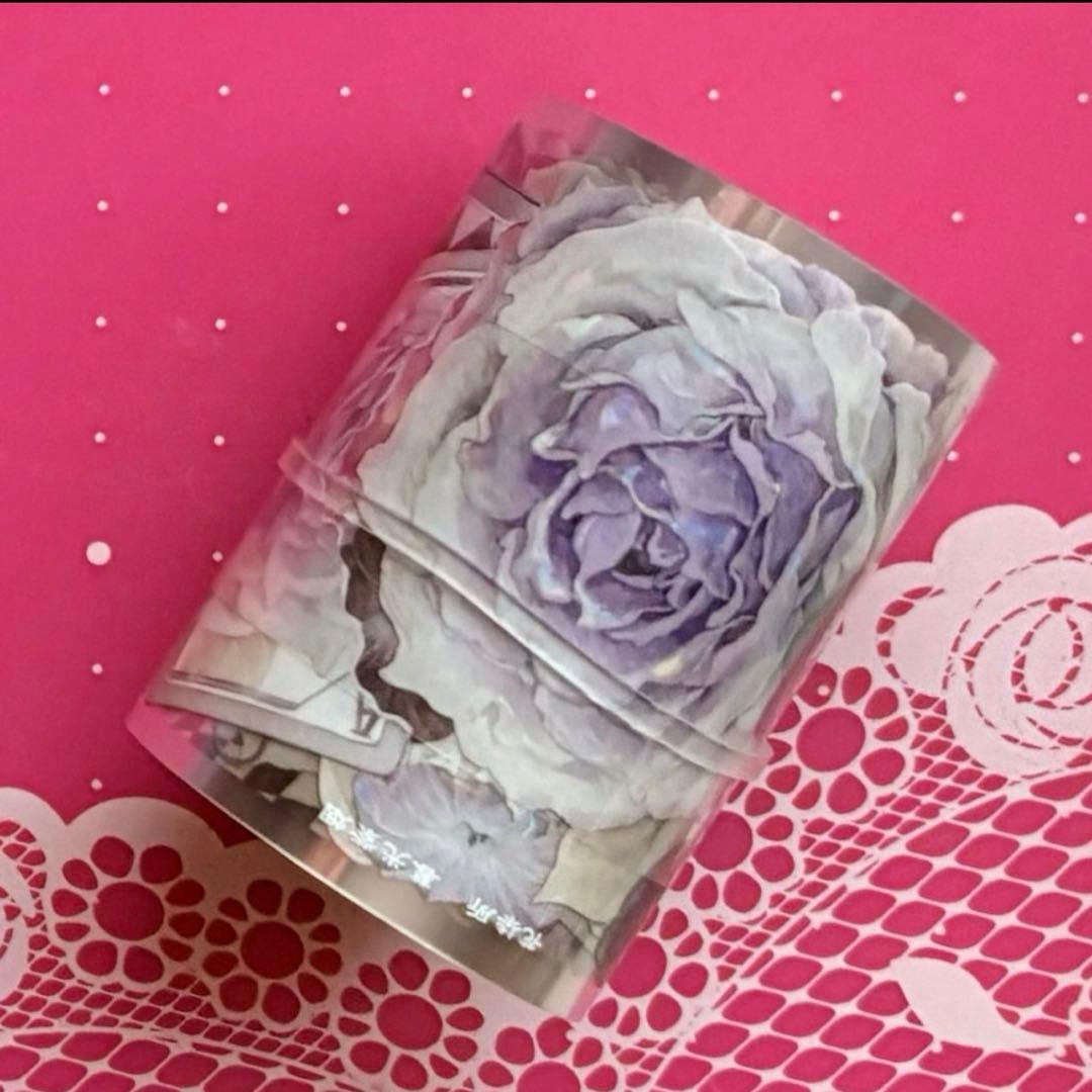 贝壳光 暮光紫烟 6cm×5m 半端巻き 海外マステ トランプ　花