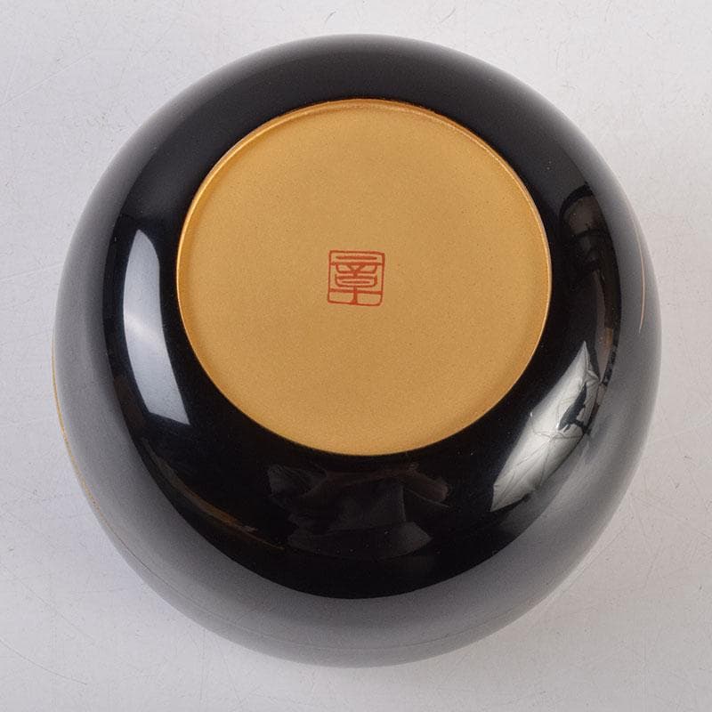 sai316 　柿本章作　塩釜蒔絵　内金溜　平棗　共布共箱　M　R9244