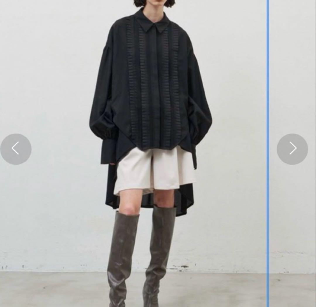 ラベルエチュード　ピンタックドレープクラシカルブラウス　ホワイト