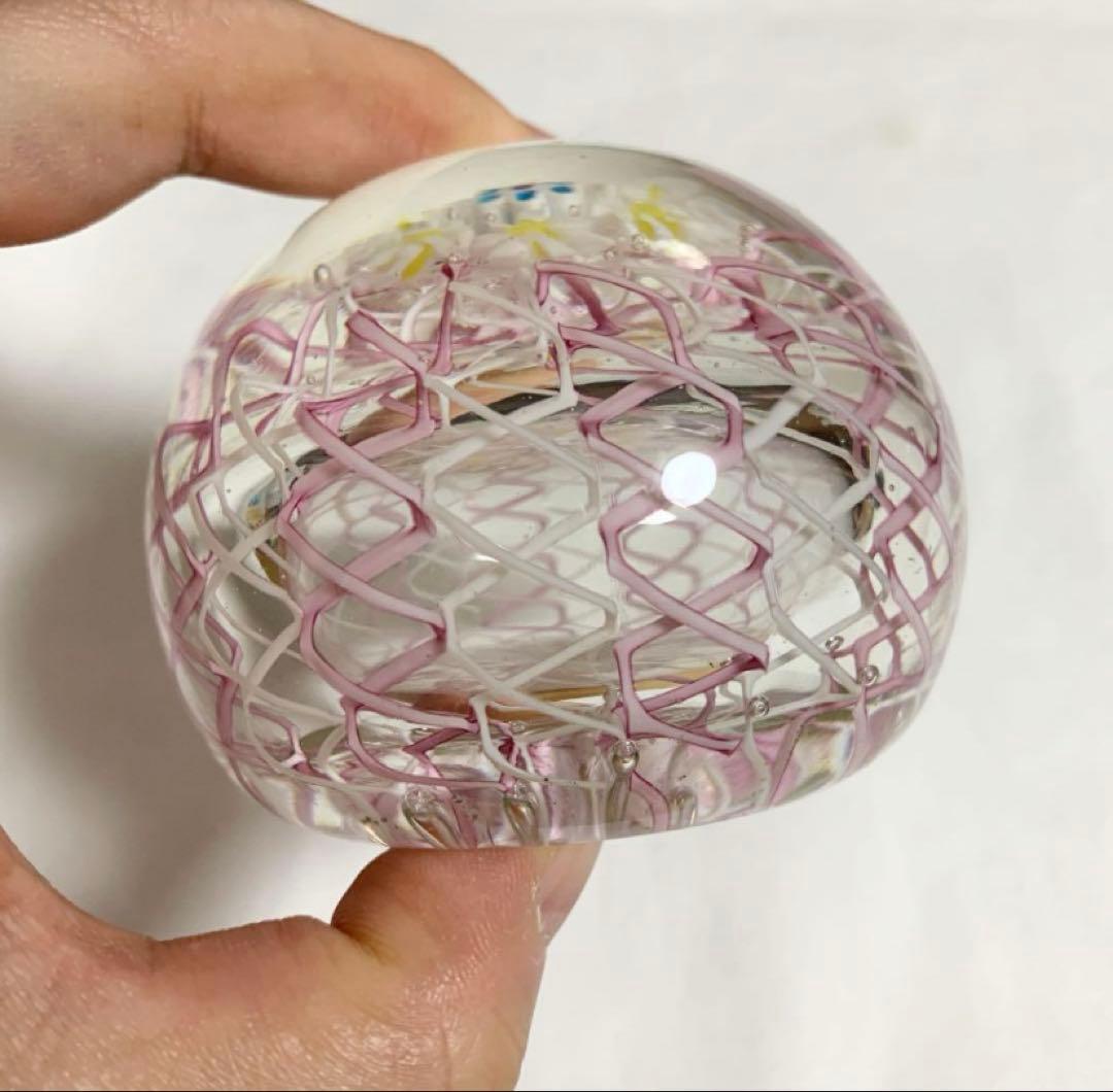 ムラノ社製　ガラスペーパーウェイト　ミルフィオリ　文鎮　クリスタル　ベネチアン