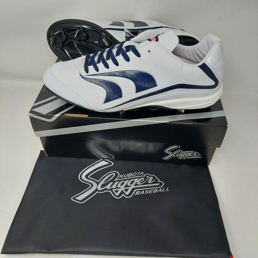 久保田スラッガー 樹脂底スパイク 27.0 D-004NV ホワイト×ネイビー