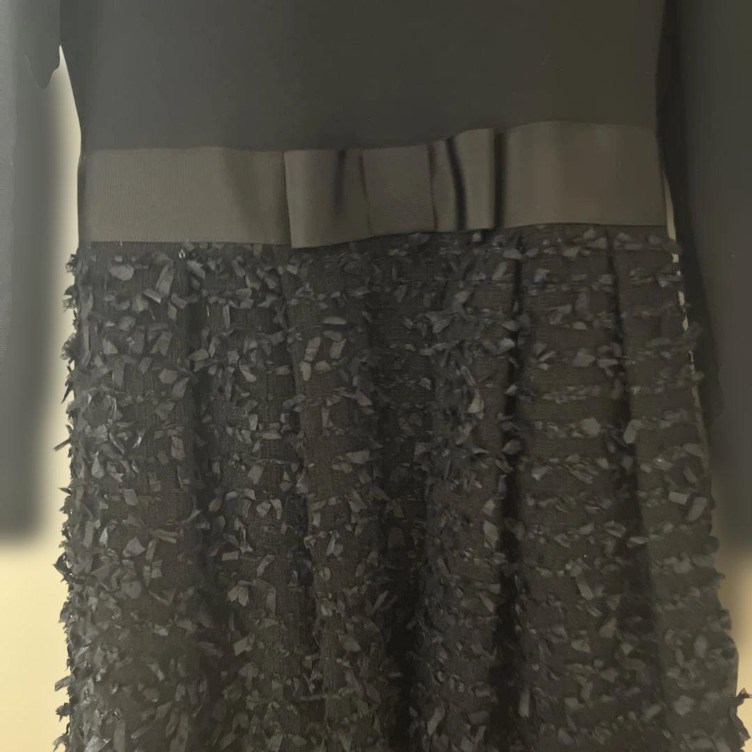 エムズグレイシー　2025新作❗️ファンシーツイードワンピース　38 ブラック