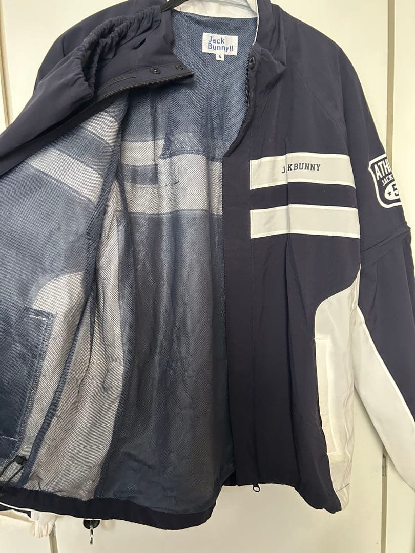 ジャックバニー 2way レインウエア上下セット ネイビー ホワイト4(M)中古