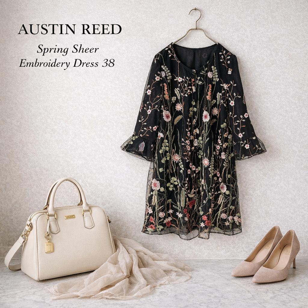 美品⭐️AUSTIN REED 総フラワー刺繍シアーワンピース 羽織 38