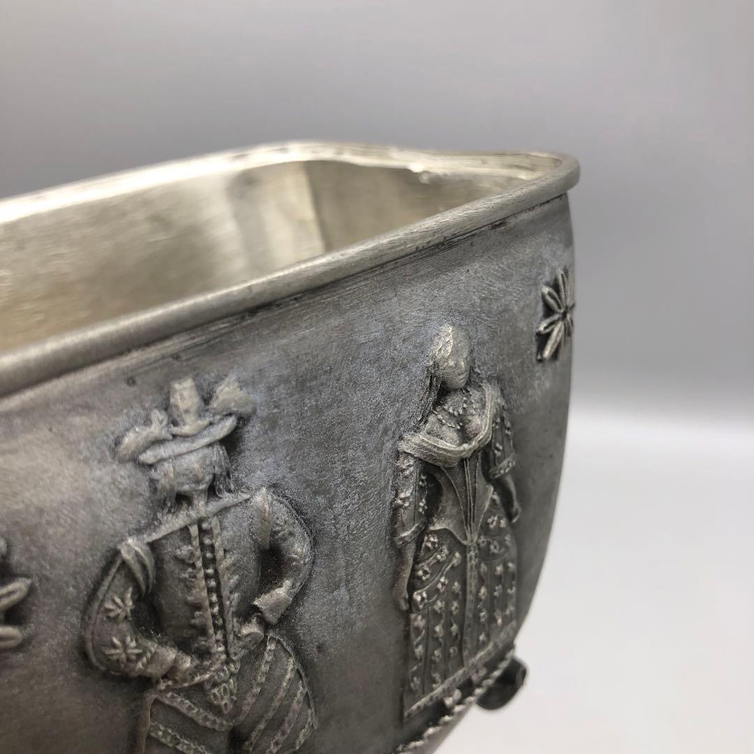 アンティークAntik SKS Zinnドイツ製すず錫ピューター蓋付き小物入れ