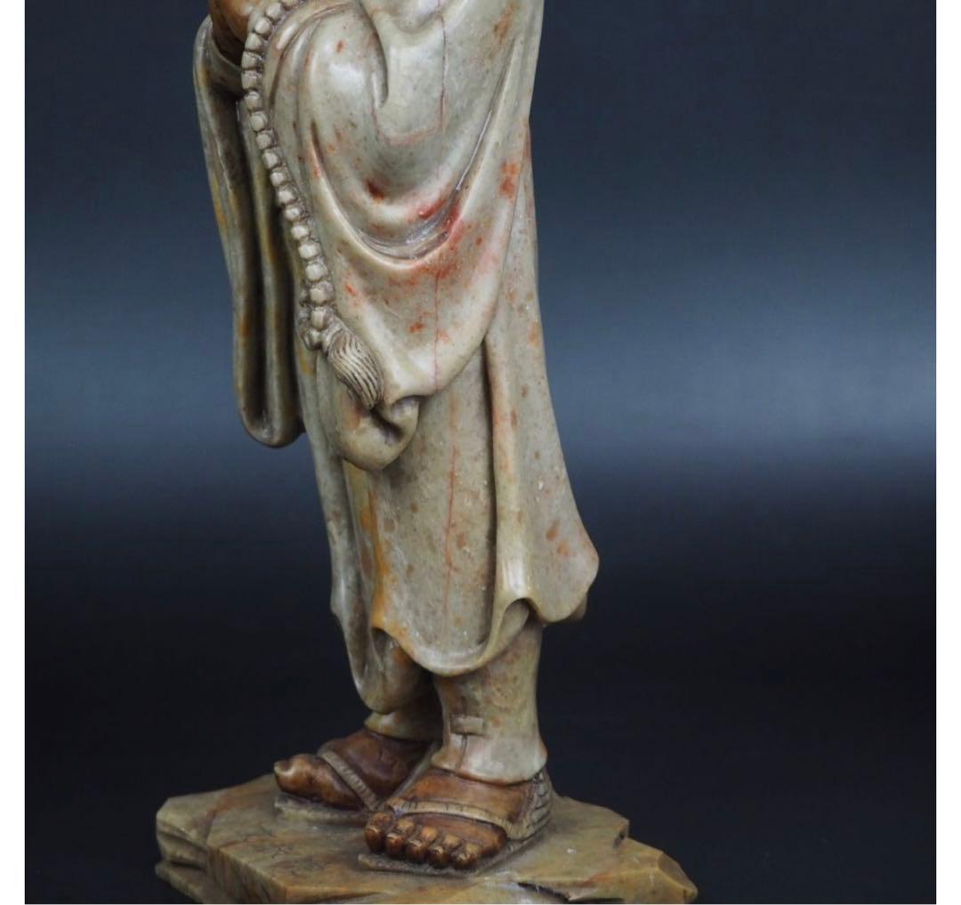 送料無料　寿山石細密彫刻　弘法大師像　高さ30ｃｍ