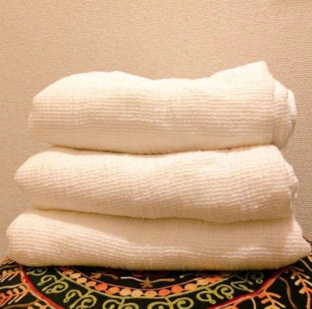 リネン 麻100%　ワッフル バスタオル