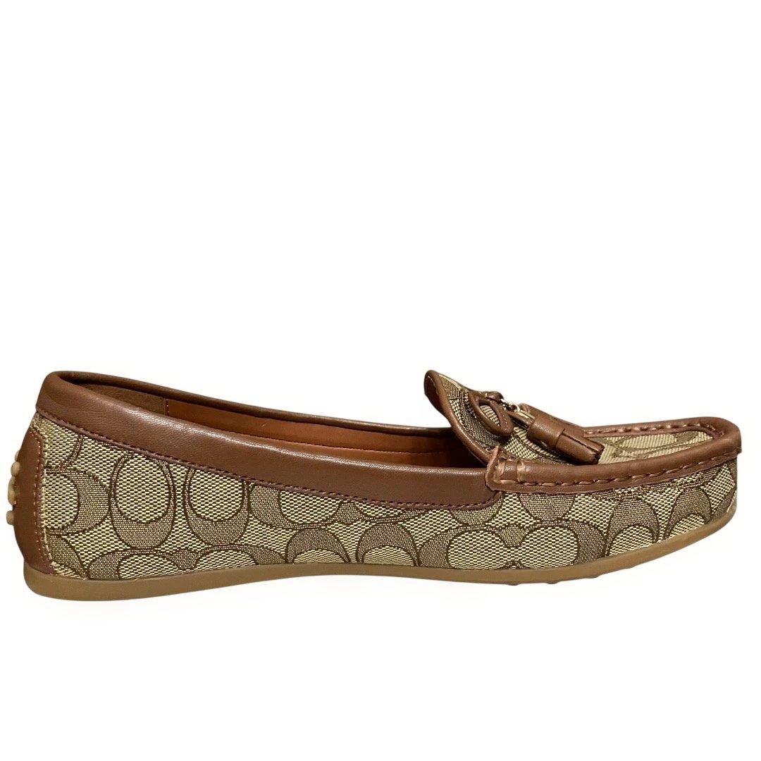 本日限定値引‼️美品‼️箱付❣️COACH モカシン ベージュ/ブラウン シグネチャー