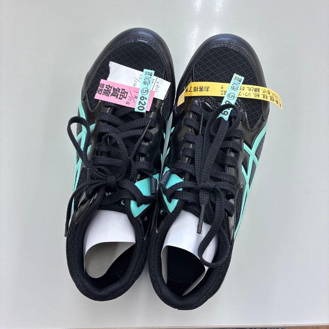 ASICS スパイクシューズ ブラック/ミント　サイズ24.5cm 女子用
