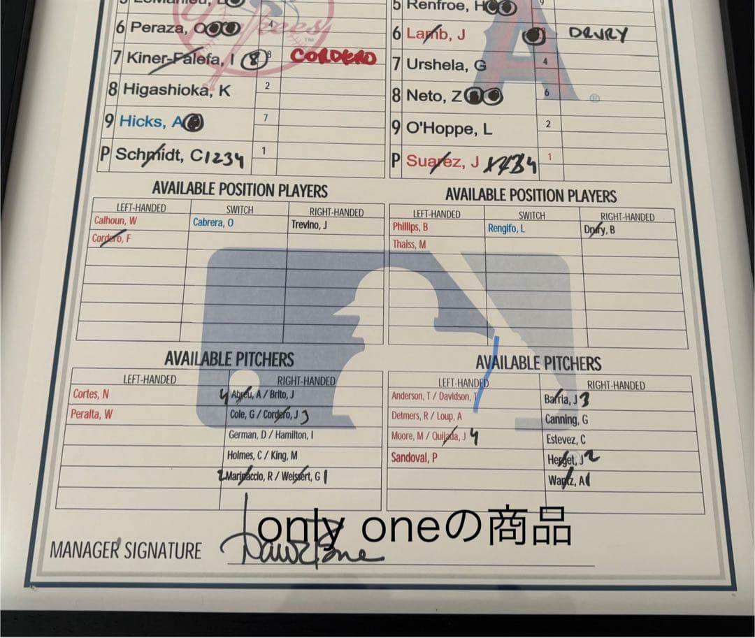 2023.4.18 実使用ラインナップカードNYヤンキース LAエンジェルス大谷