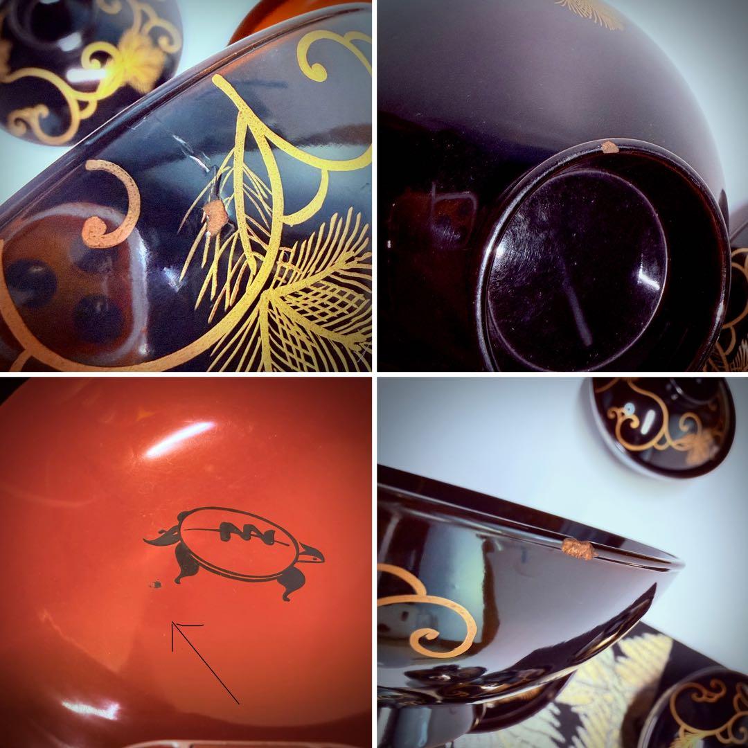 漆器　輪島塗　沈金　金蒔絵　羽　亀　鳳凰　木製　蓋付椀　お煮物椀　吸物椀　10客