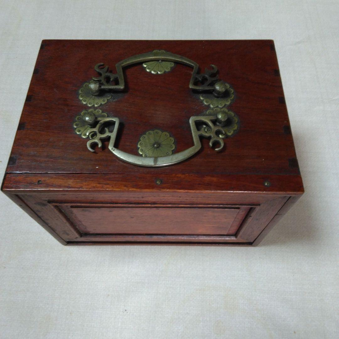 木製装飾ボックス 真鍮金具付きアンティーク背竹骨牌麻雀牌