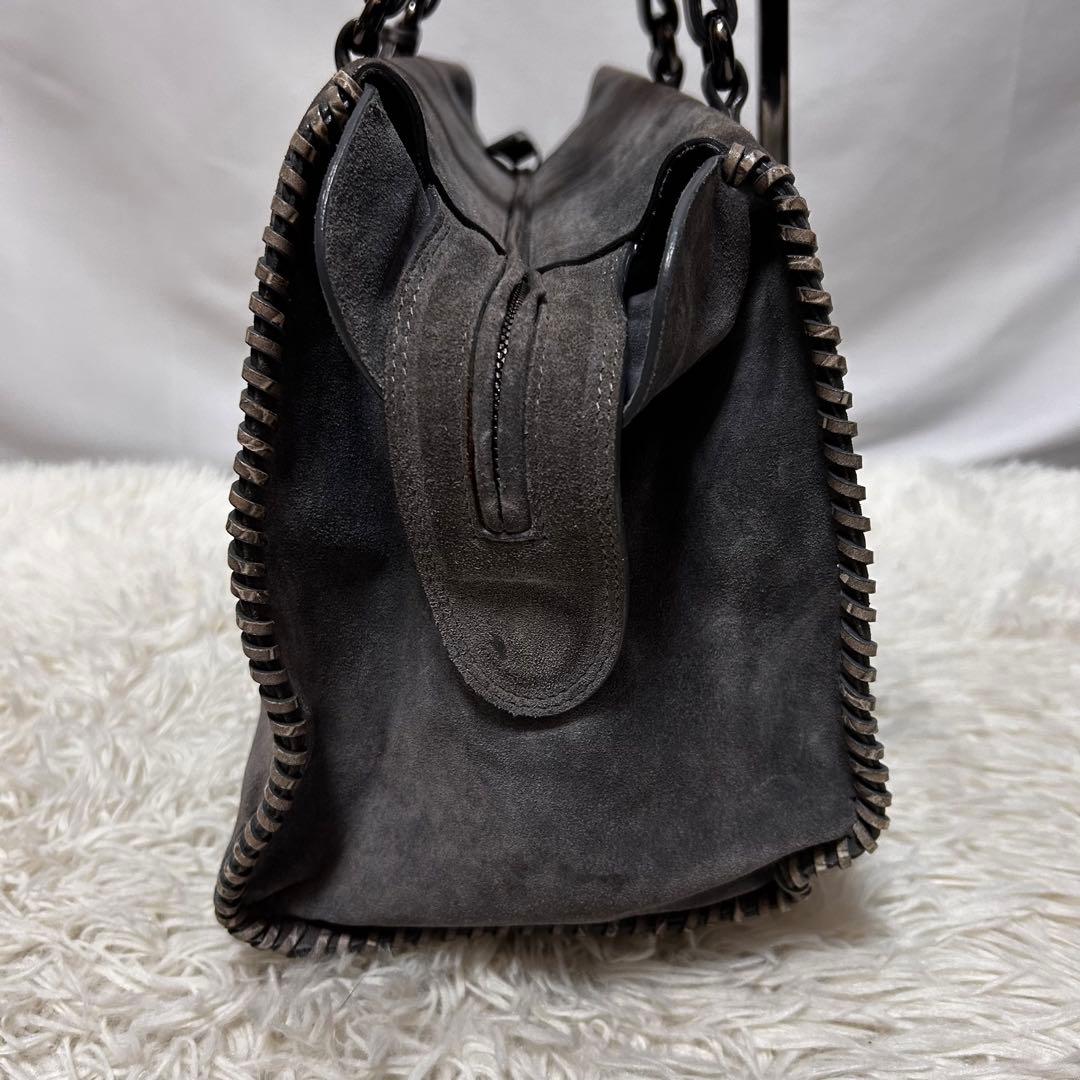 GIORGIO ARMANI スエード　クロコ型押し　ハンドバッグ　ミニボストン