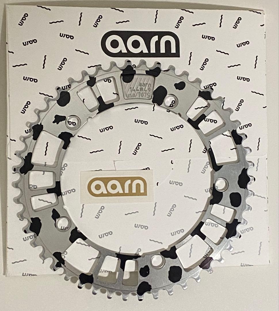 aarn アーロン チェーンリング 厚刃 PCD144 49T シルバー地 黒柄
