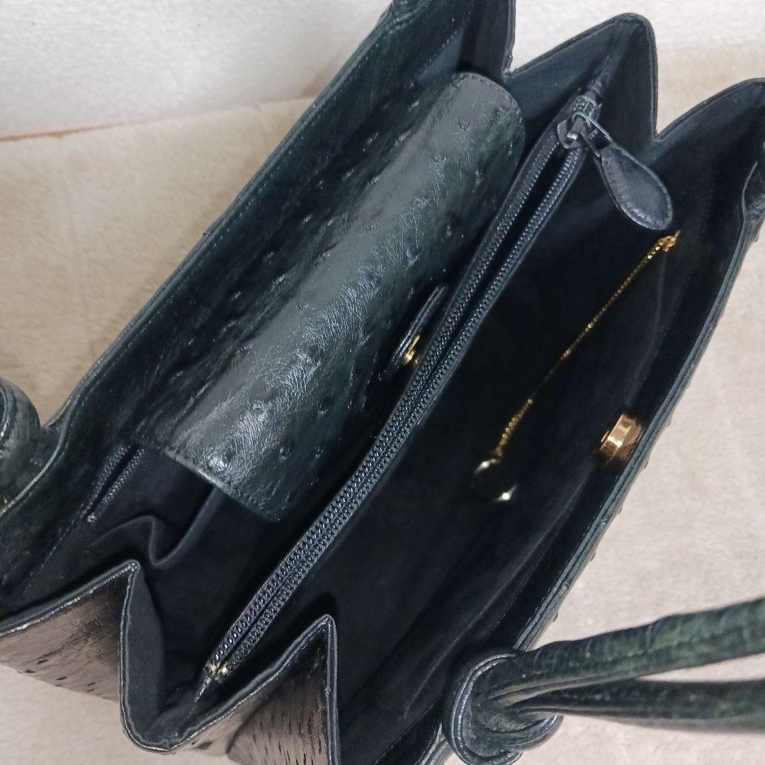 【極美品】JRA認定 OSTRICH ハンドバッグ ブラック 日本製