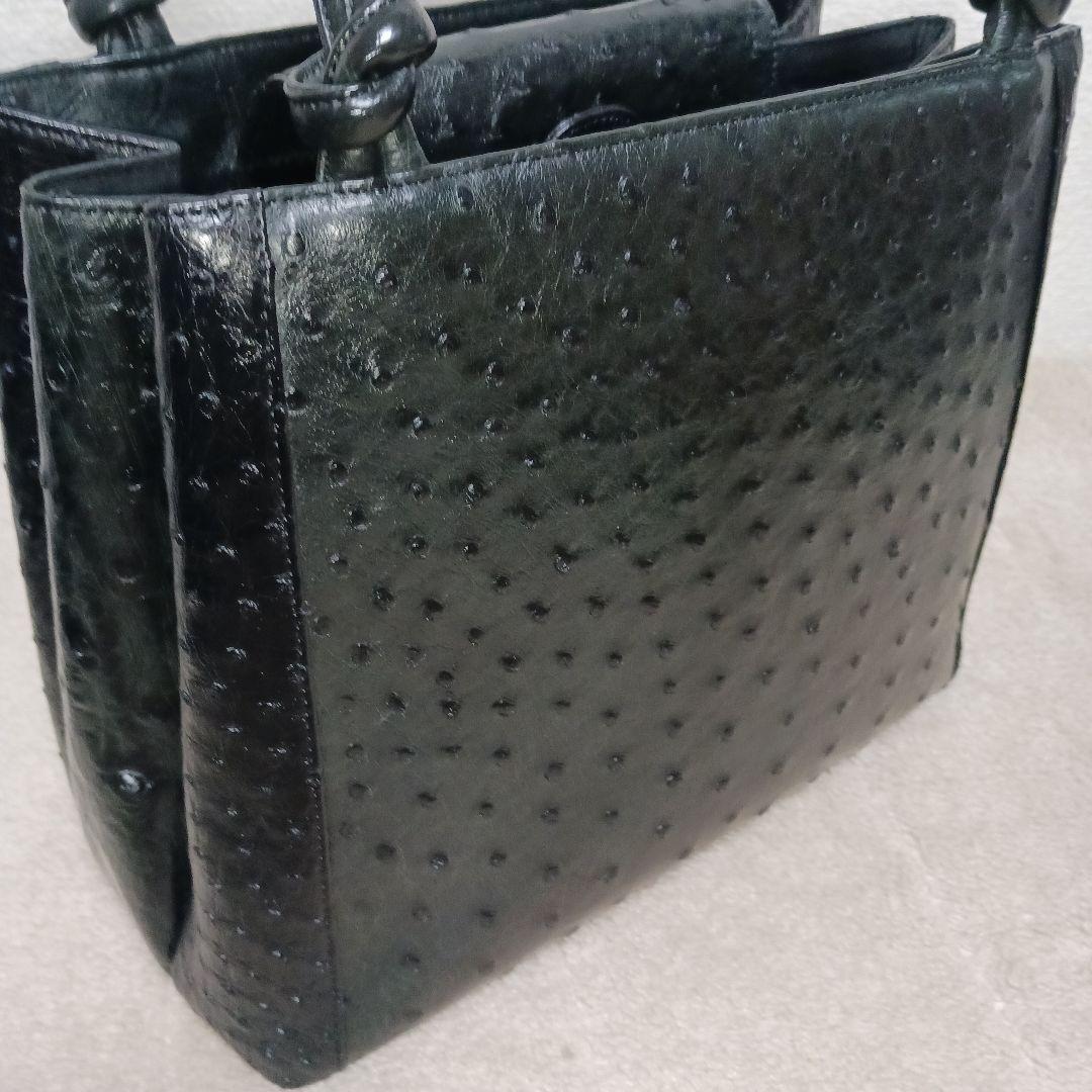 【極美品】JRA認定 OSTRICH ハンドバッグ ブラック 日本製