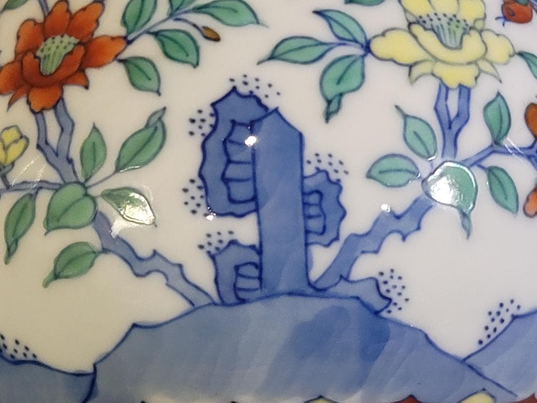 中国美術 色絵 花鳥模様 花瓶 高さ17.7cm DT402