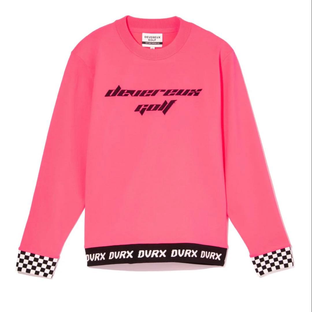 新品未使用【デヴァロー ゴルフ】 メンズ チェッカーリブニットプルオーバー Ｍ