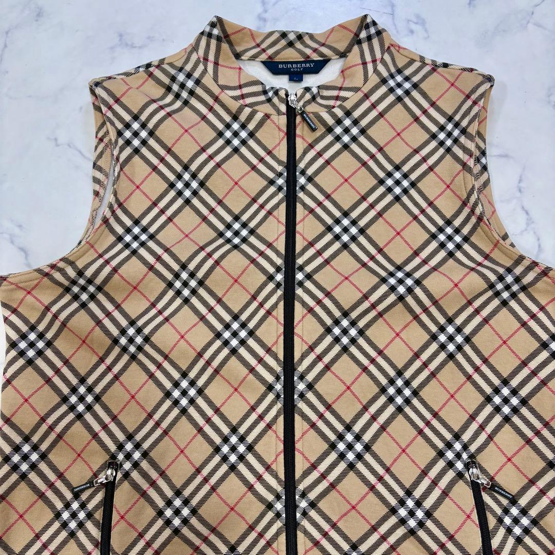 美品 BURBERRY GOLF ノバチェック ジップベスト L ストレッチ