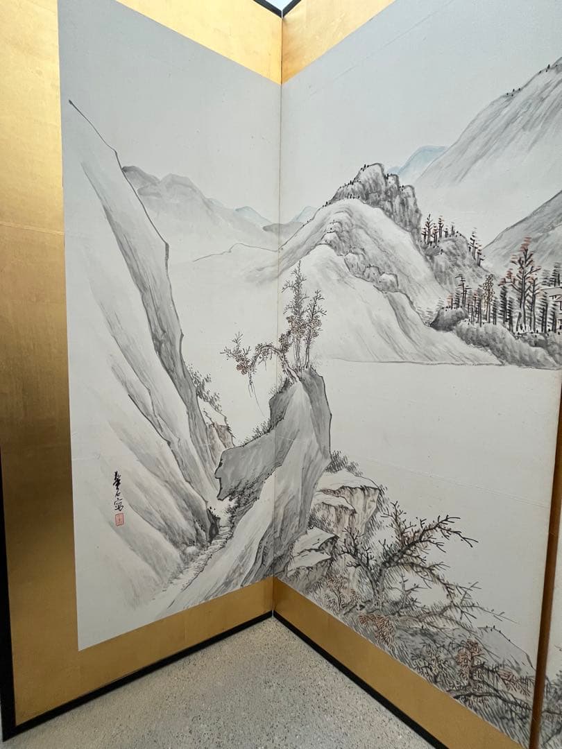 渡辺華石の六曲一双の屏風