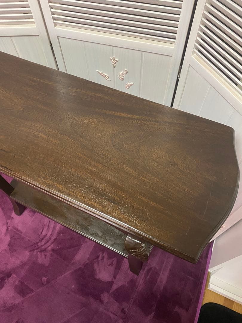 透かし彫♦️彫刻 猫脚 コンソールテーブル♦️コロニアル アンティーク♦️ブラウン