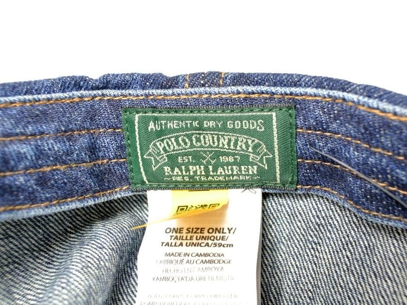新品【ポロ カントリー】90年代復刻・刺繍デニムベースボールキャップ・本藍染め