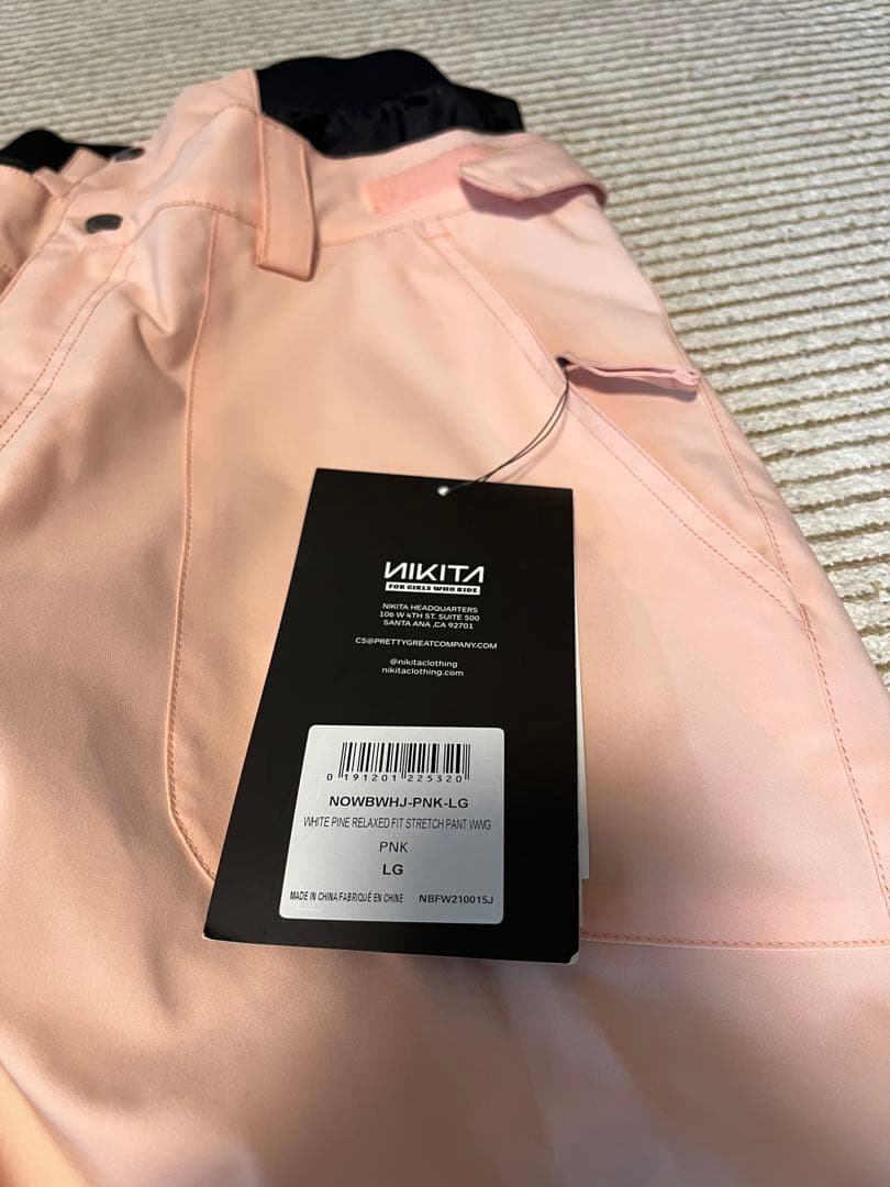 新品　ニキータ　スノーボード　パンツ　レディースＬ　ホワイトピンク　ストレッチ