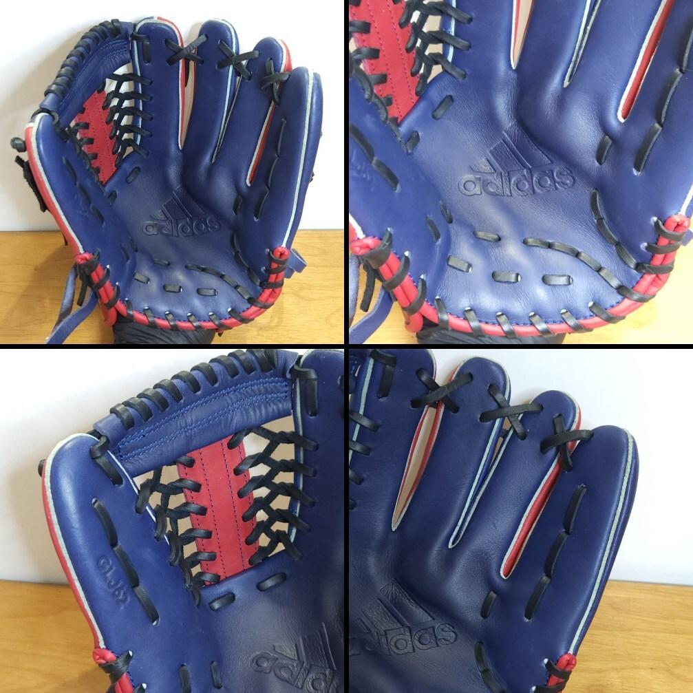 アディダス チェッカーレッド 人気チェッカー柄レザー使用 美品 軟式グローブ