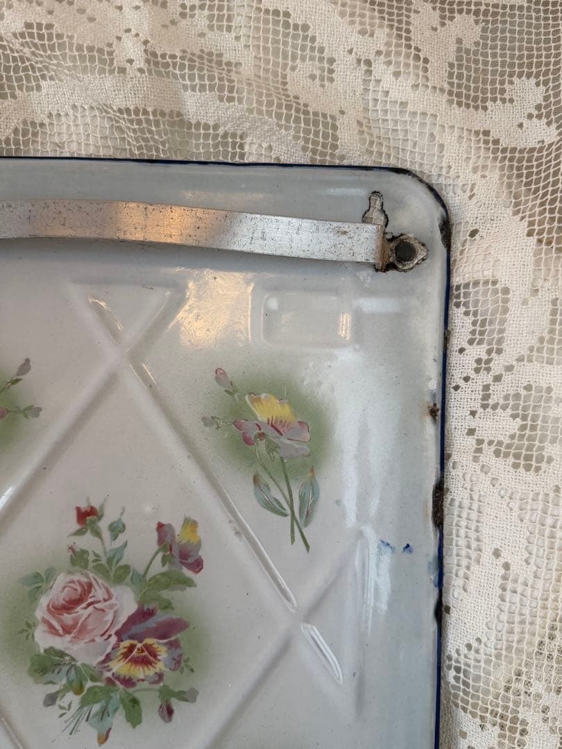 フランス　アンティーク　JAPYホーロー　 レードルラック　薔薇とパンジー