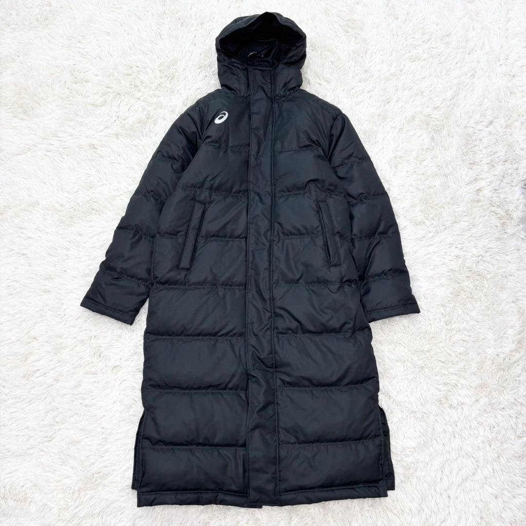 【美品】ASICS ダウン ベンチコート ロング Mサイズ フェザー30%