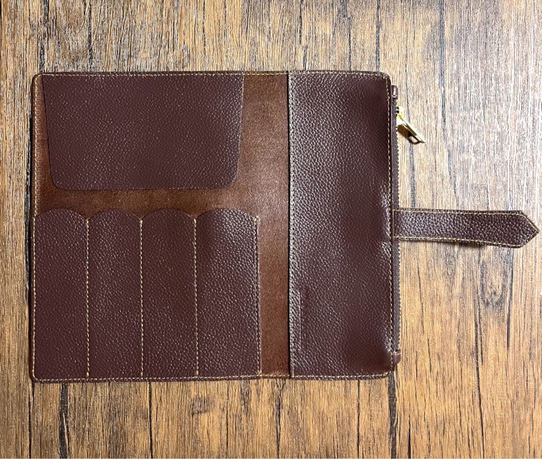 バハギア ペンケース ロール型 ファスナー シュリンクレザー ダークブラウン