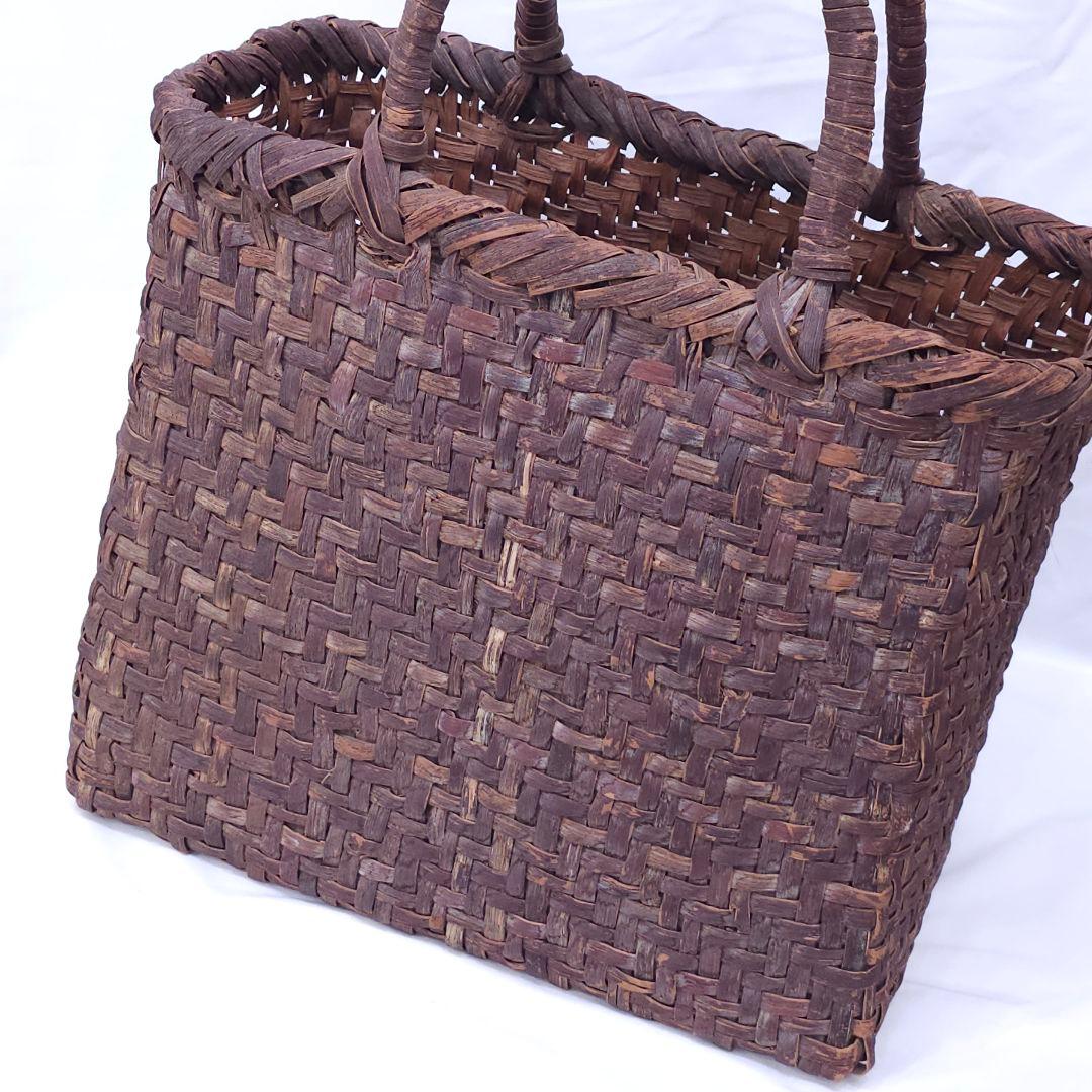 山葡萄 かごバッグ 籠 トートバッグ 編み込み ヴィンテージ　内袋無し