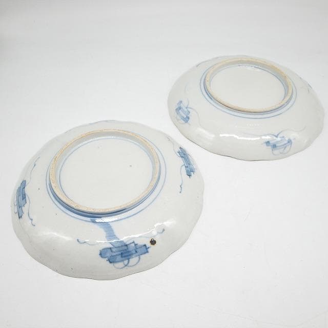 古伊万里　錦手　花尽くし文様　七寸皿　2枚