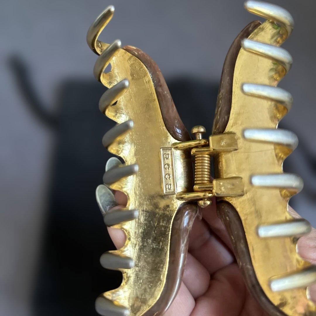 と*ん様 秋冬ブラウン！acca ヘアクリップ Lサイズ⭐︎マーブルにゴールドチ