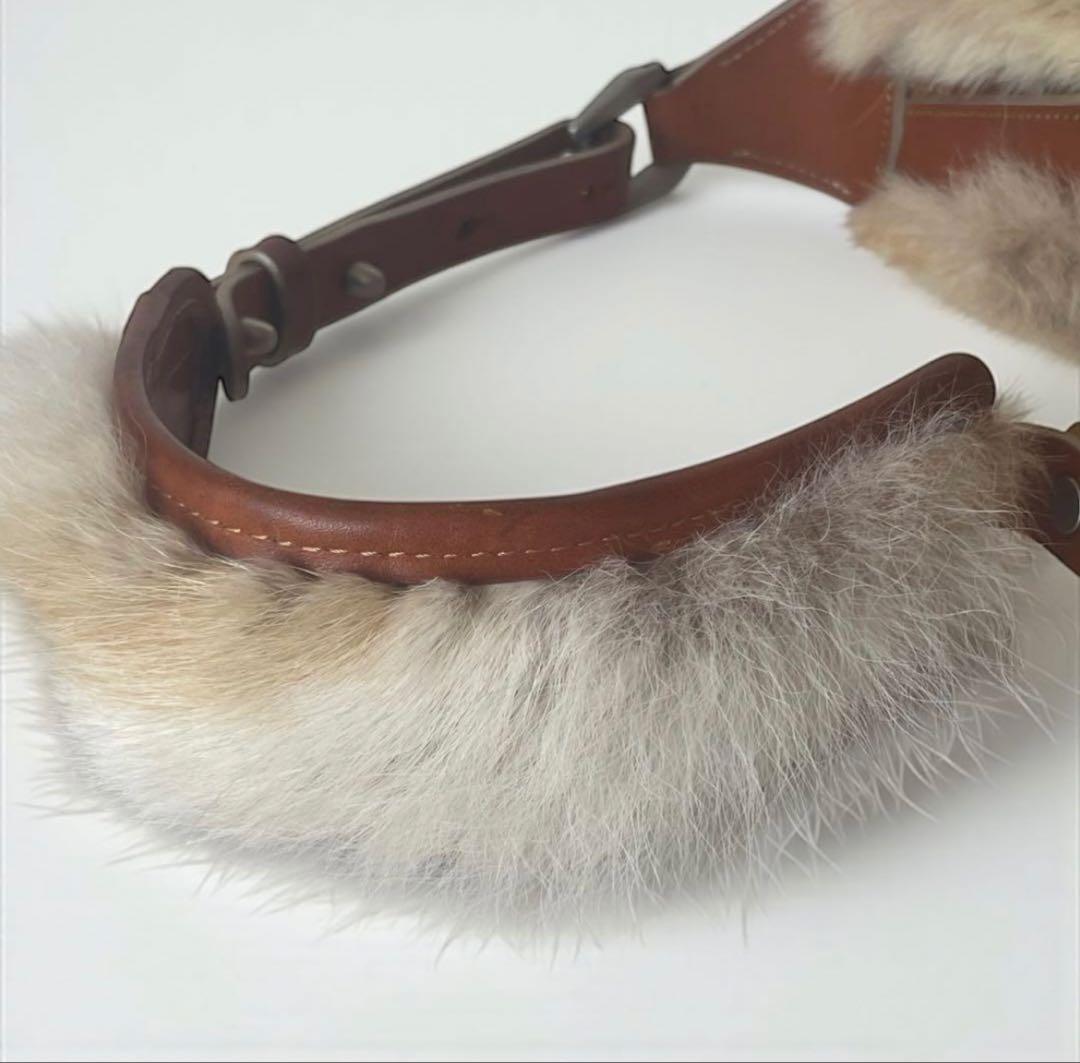 極美品★イサムカタヤマ バックラッシュ ショルダーバッグ バナナ 毛皮 本革