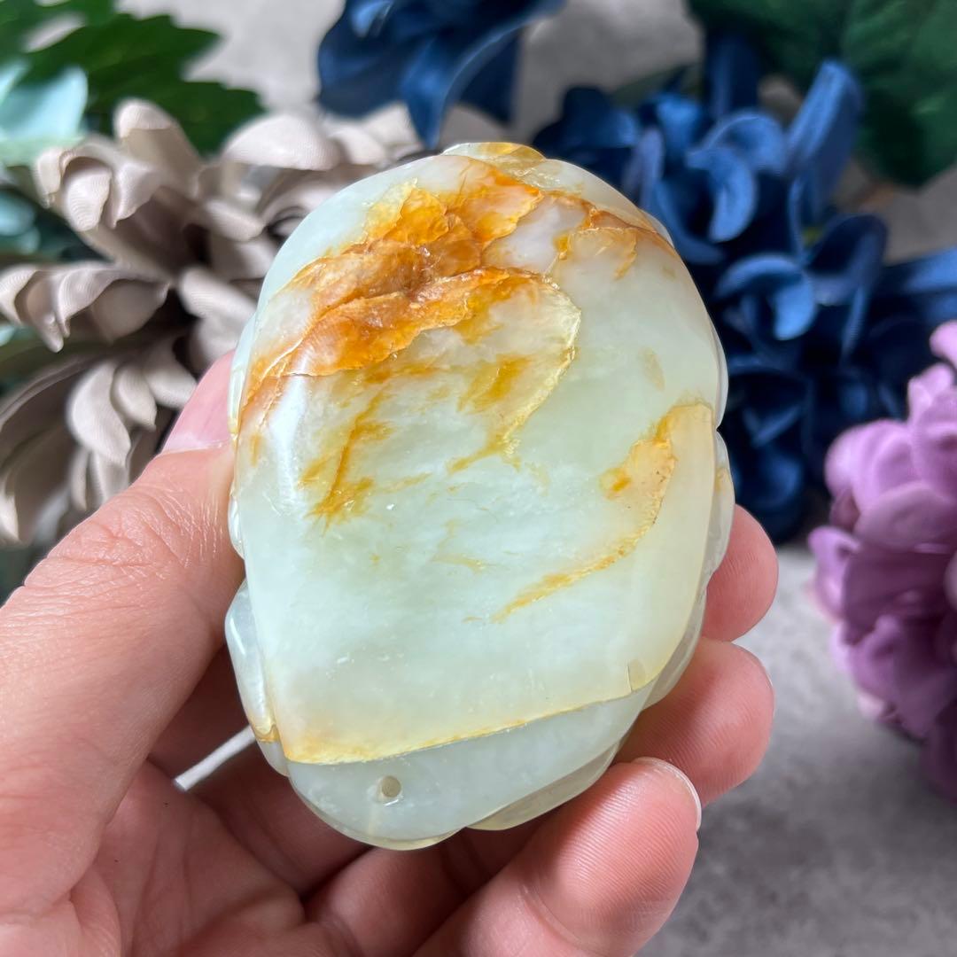 【翡翠？】青蛙神(蟾蜍)玉器置物　手把件 小擺件