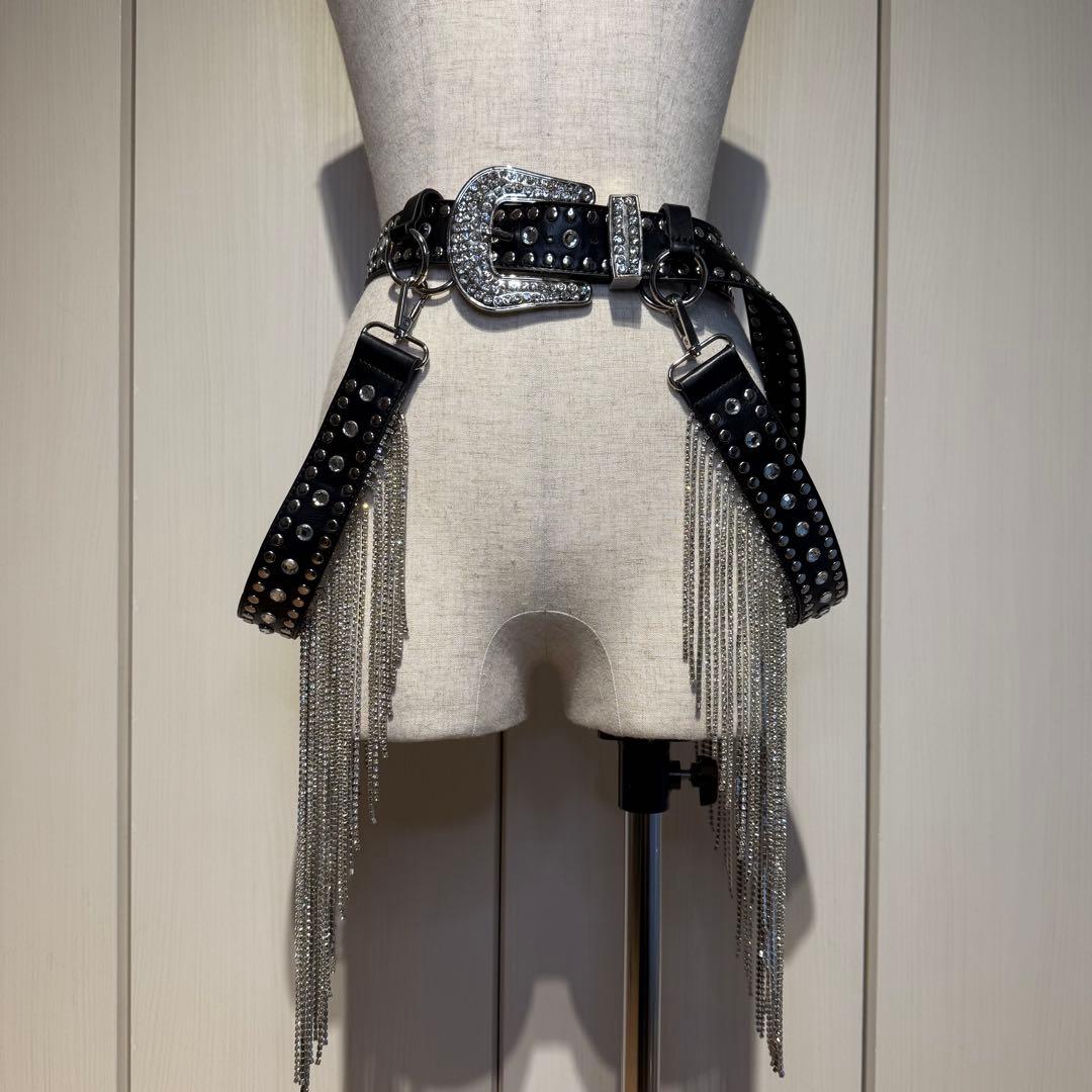 【値下げ】ベルト ギラギラ キラキラ ラメ スタッズ ストーン ロック パンク