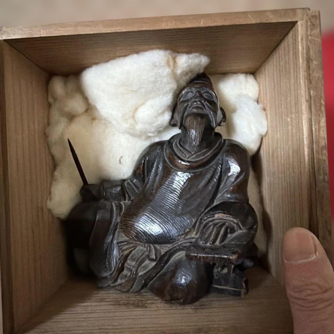 「柿本人麻呂像」木彫　神像　頓阿法師