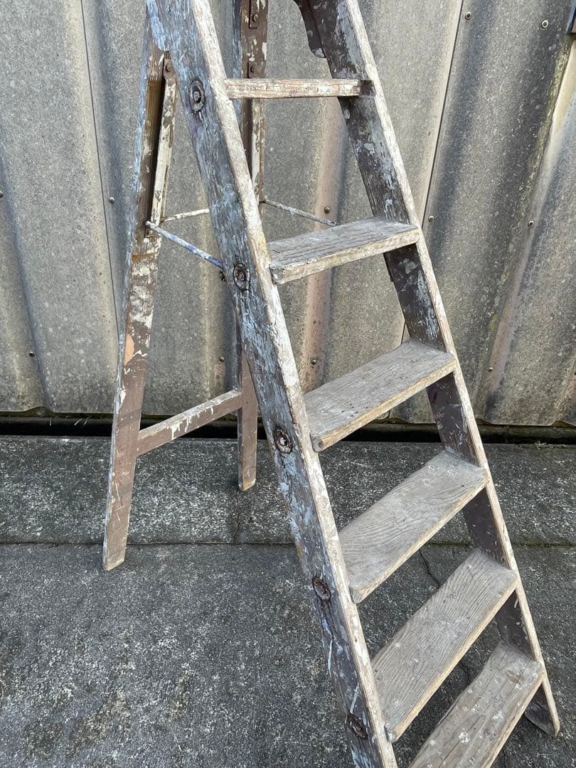 ビンテージ/フランス製/木製/大型/ラダー/脚立/ディスプレイ/店舗什器/①