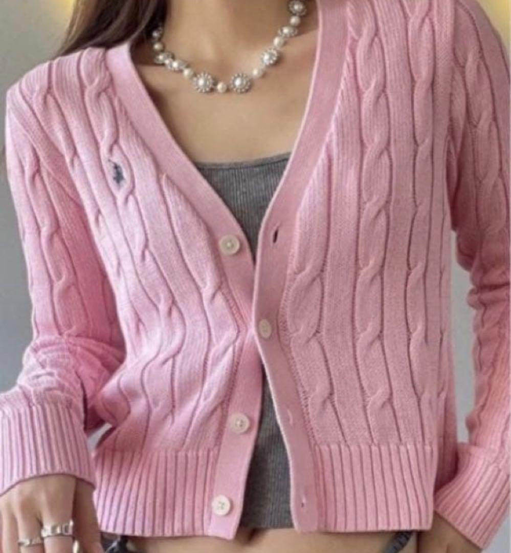 【極美品】ポロラルフローレン大人気ピマコットンケーブルショートカーディガン