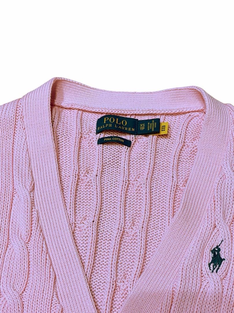 【極美品】ポロラルフローレン大人気ピマコットンケーブルショートカーディガン