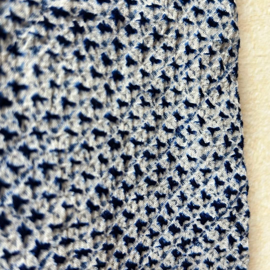 有松鳴海絞り　浴衣　葡萄　蔦の葉　裄66.5 紺　高級　洗える夏着物【Ａ5】