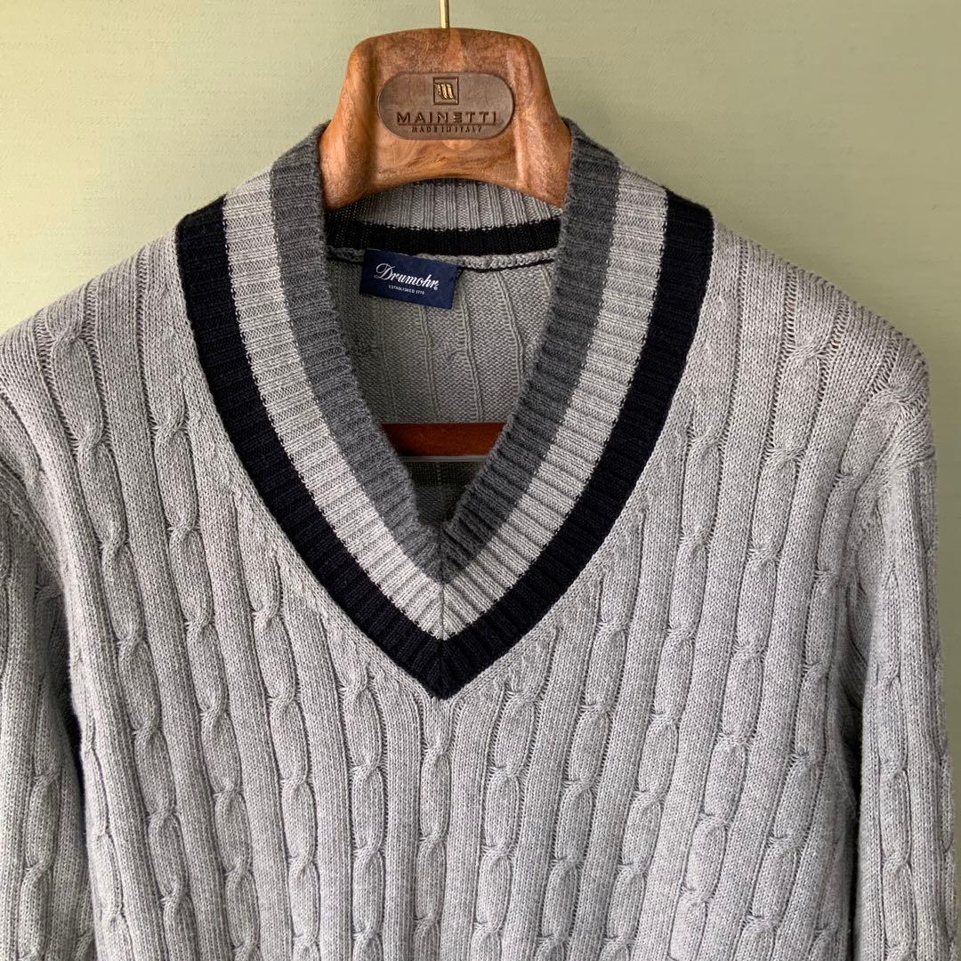 Drumohr ドルモア チルデンニット 48 コットンカシミヤ 伊製