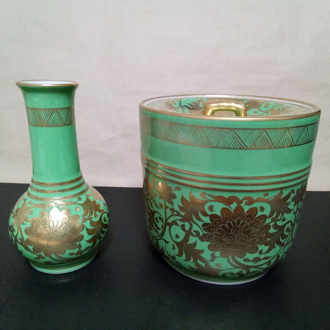 皆具　緑地金襴手　祥堂